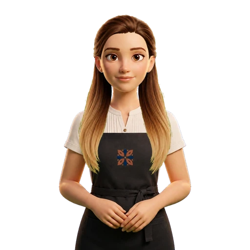 Same character in a Spanish cafe waitress costume